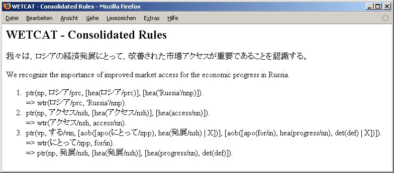 Screenshot of consolidated rules